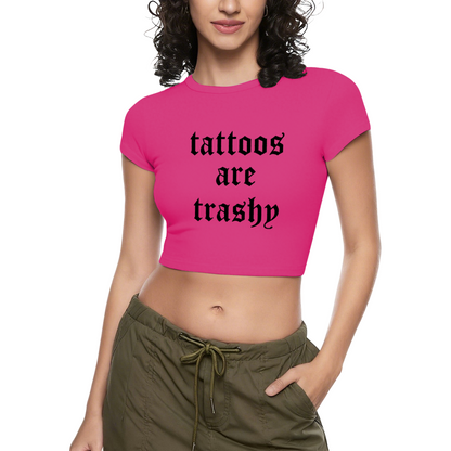 Stylish Scribble Love Hot Pink Slim Crop Top