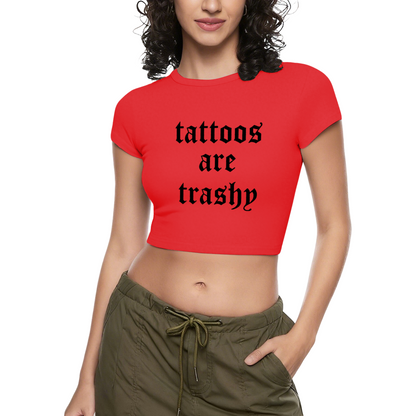 Stylish Scribble Love Hot Pink Slim Crop Top
