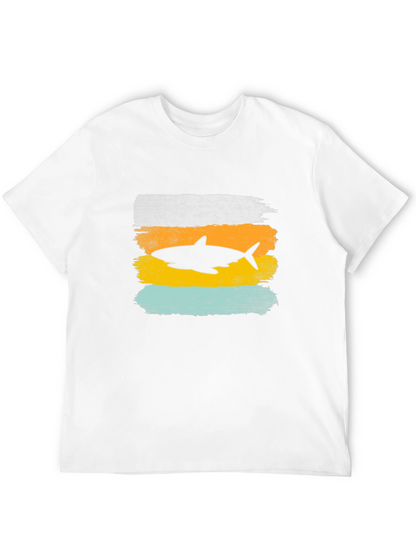 Shark Silhouette Graphic Tee - Distressed Style