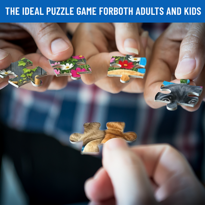 Three Adorable Labrador Puppies Rest On Blue Garden Bench Puzzle | 300/500/1000 Pieces