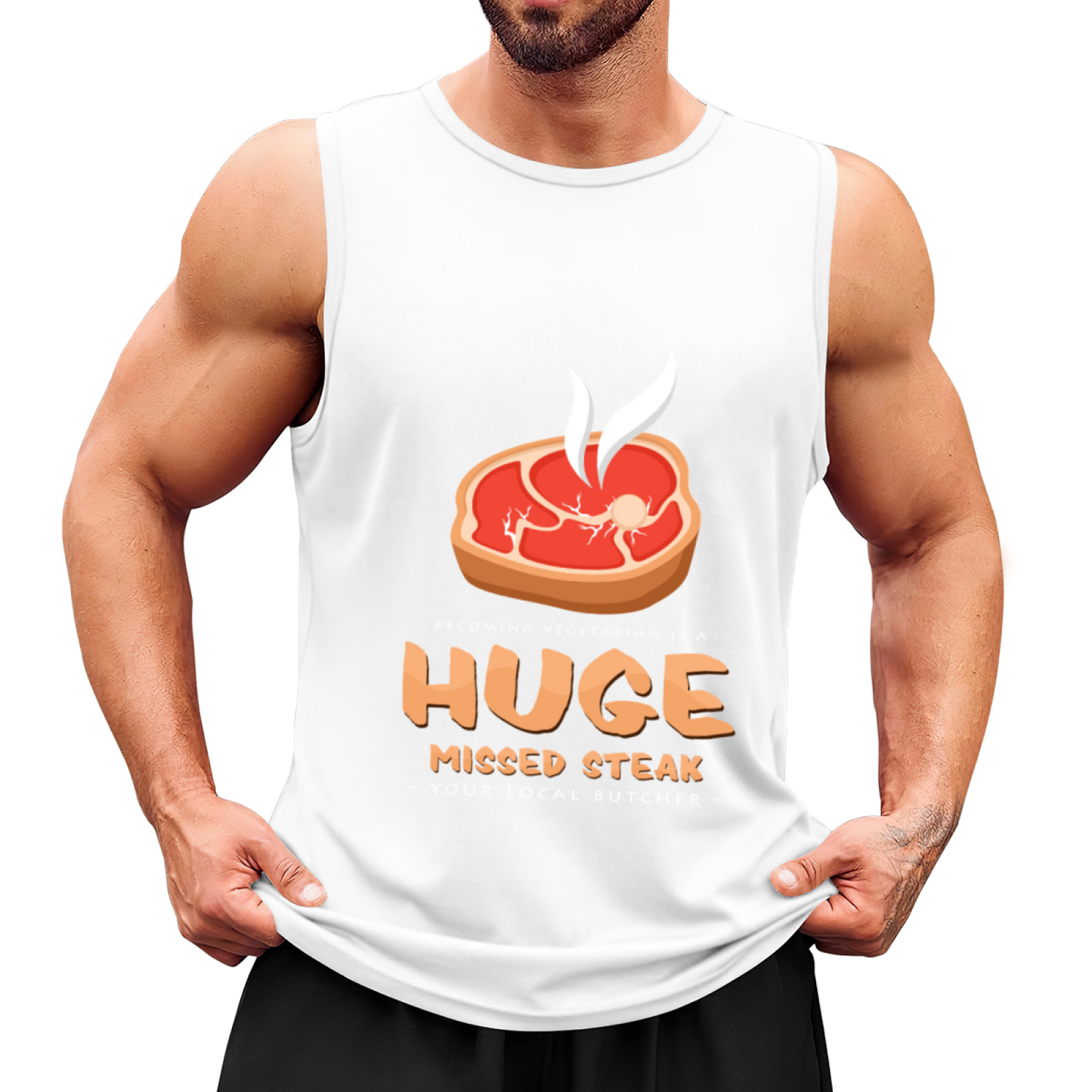 Huge Missed Steak Funny Butcher Graphic Tank Top