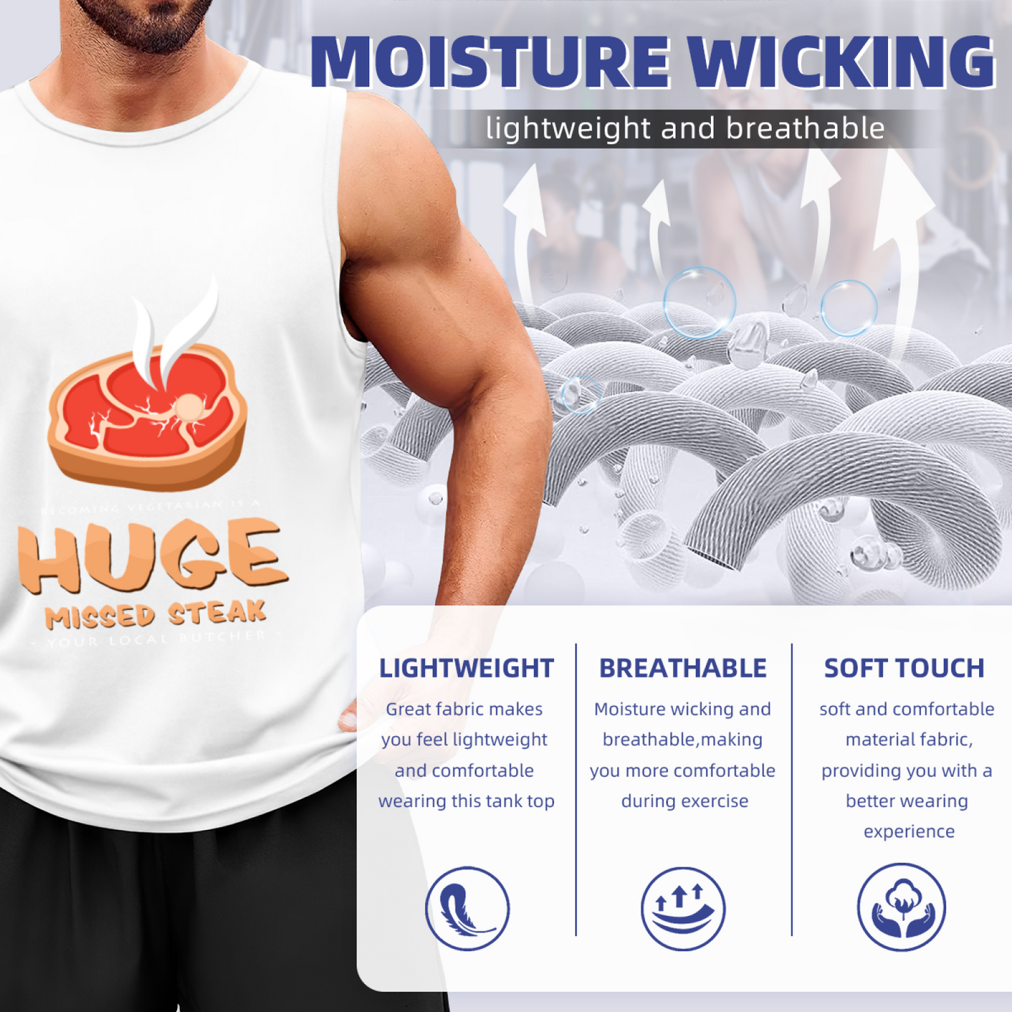Huge Missed Steak Funny Butcher Graphic Tank Top