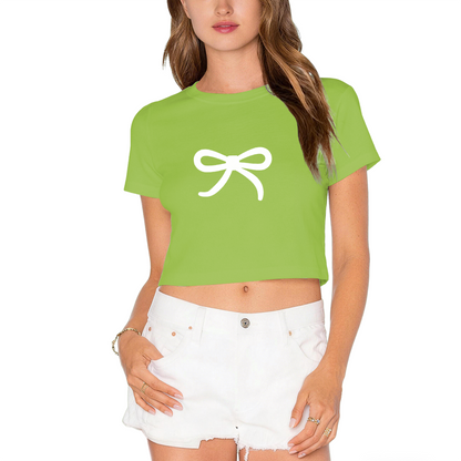 Simple White Bow Coquette Red Cropped T-shirt