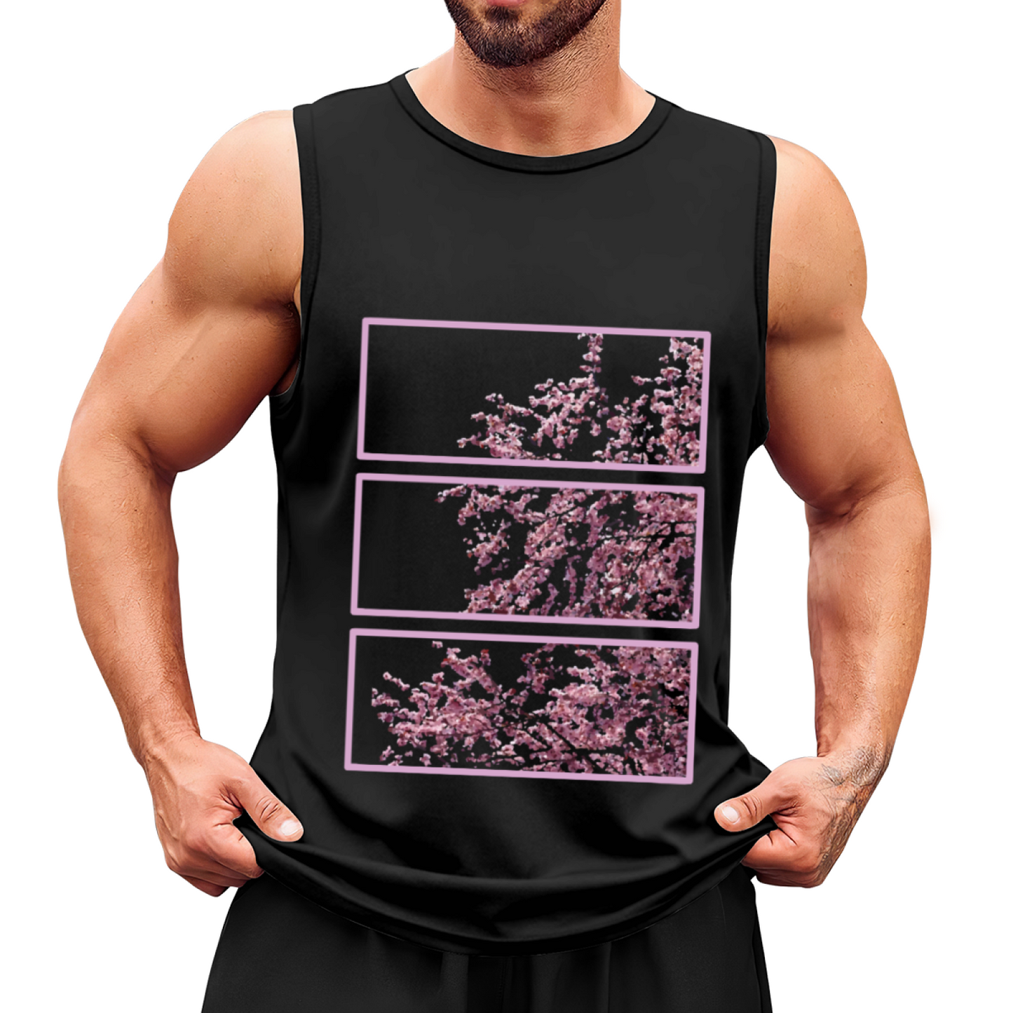Three Panel Cherry Blossom Aesthetic Sleeveless Tank