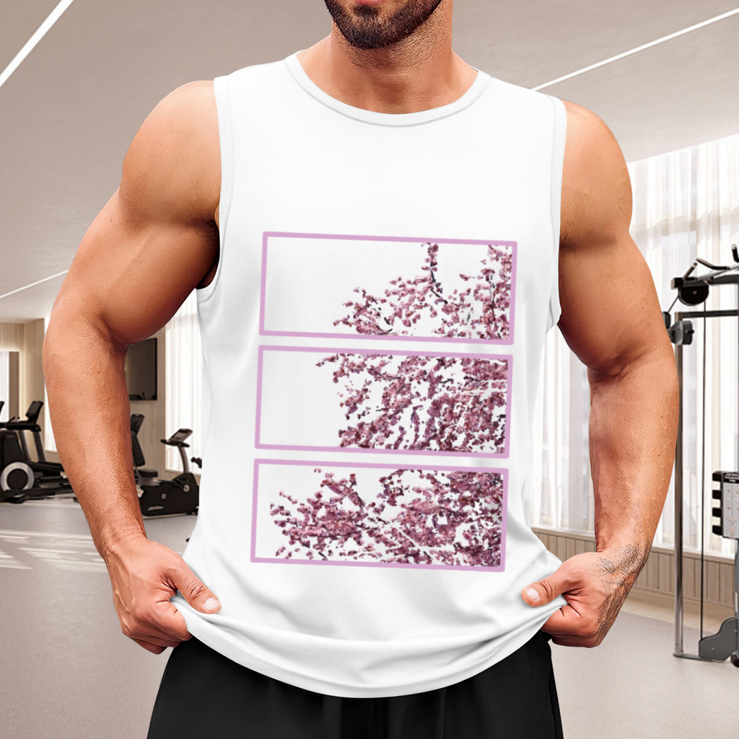 Three Panel Cherry Blossom Aesthetic Sleeveless Tank