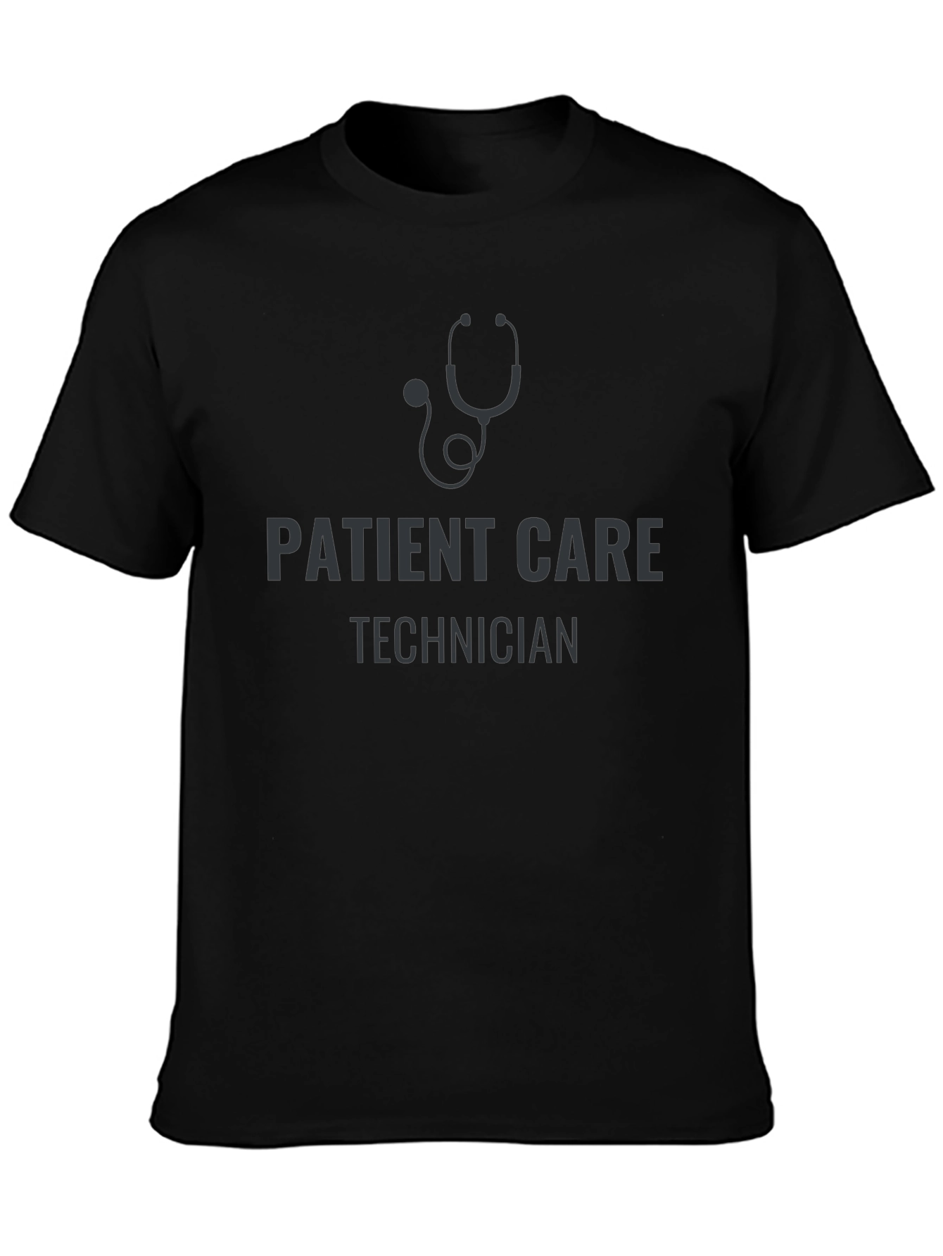 Patient Care Technician Stethoscope Black T-Shirt