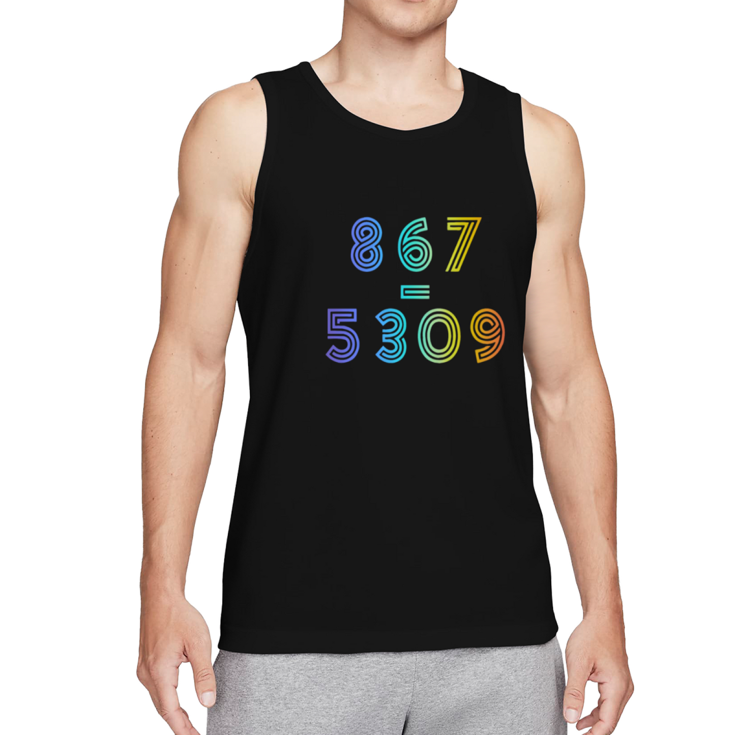 867 Equals 5309 Retro Rainbow Music Lyric Tank