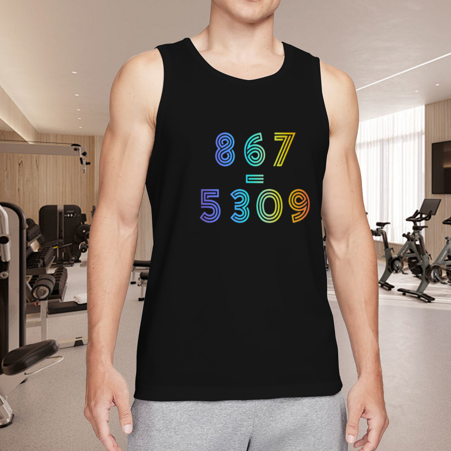 867 Equals 5309 Retro Rainbow Music Lyric Tank