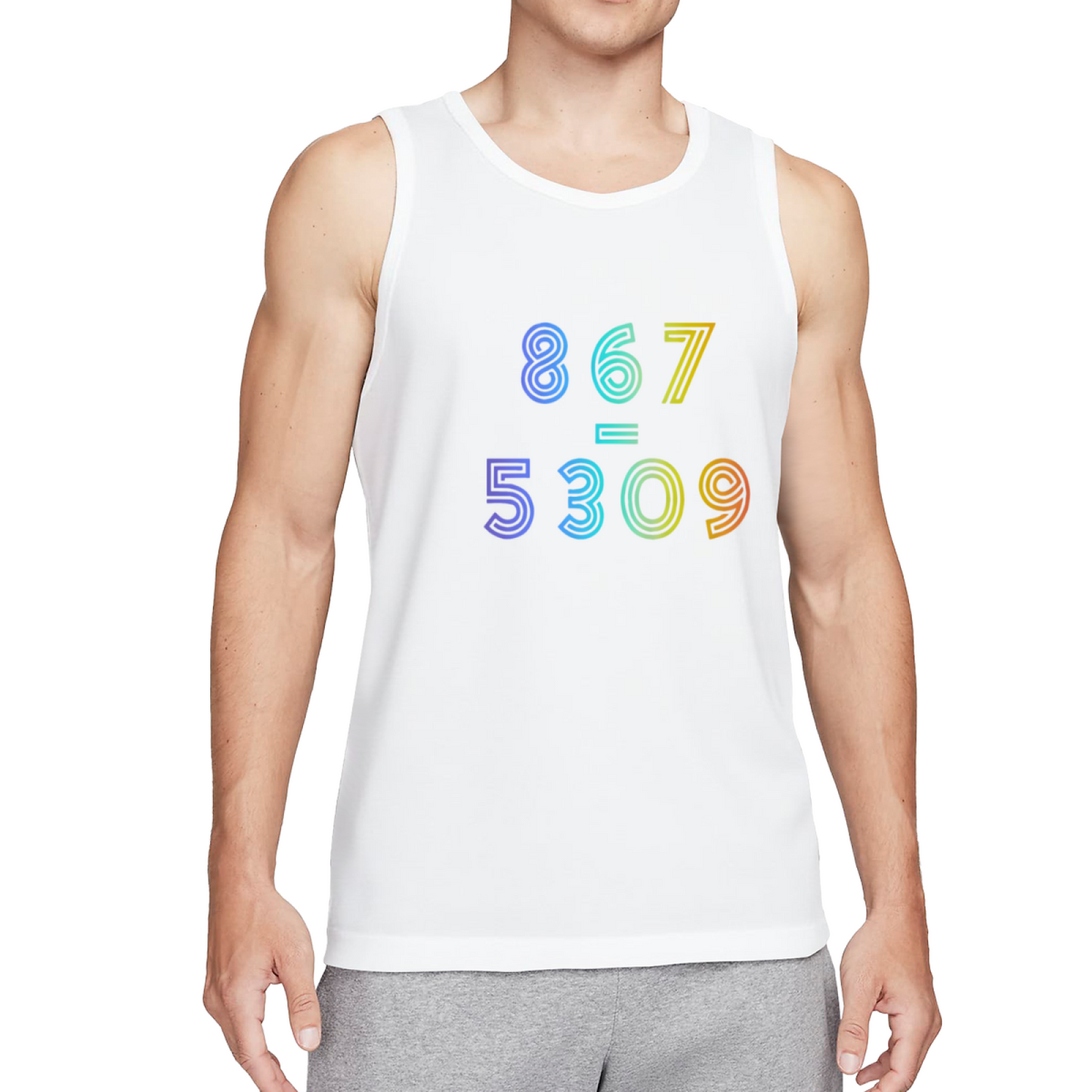 867 Equals 5309 Retro Rainbow Music Lyric Tank