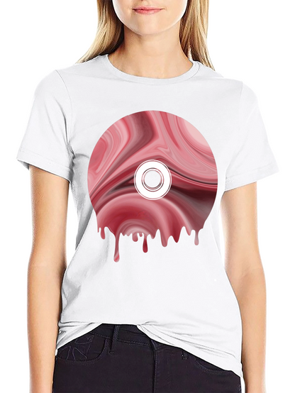 Abstract Melting Disc Graphic Tee - Black