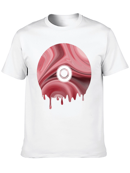 Abstract Melting Disc Graphic Tee - Black
