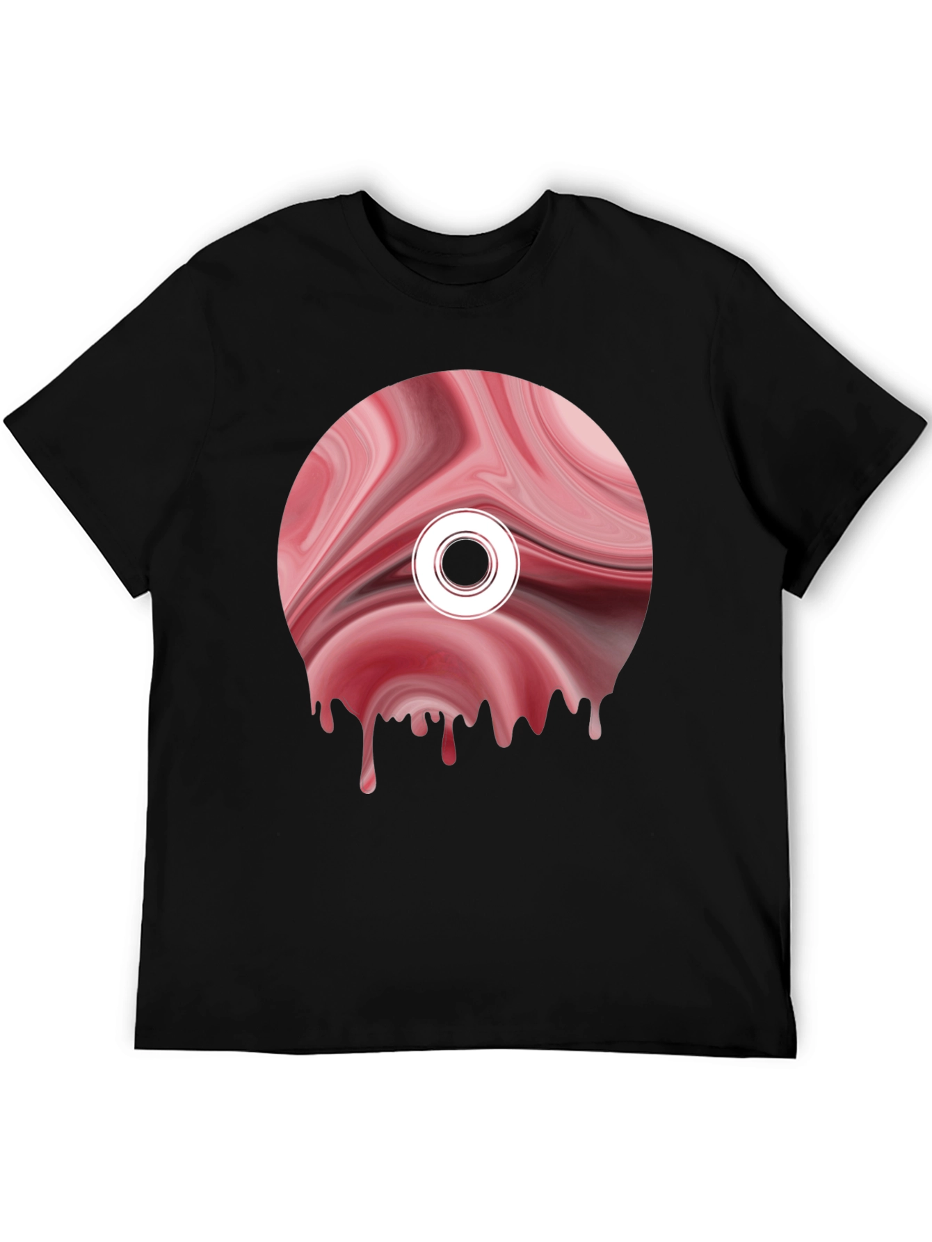 Abstract Melting Disc Graphic Tee - Black