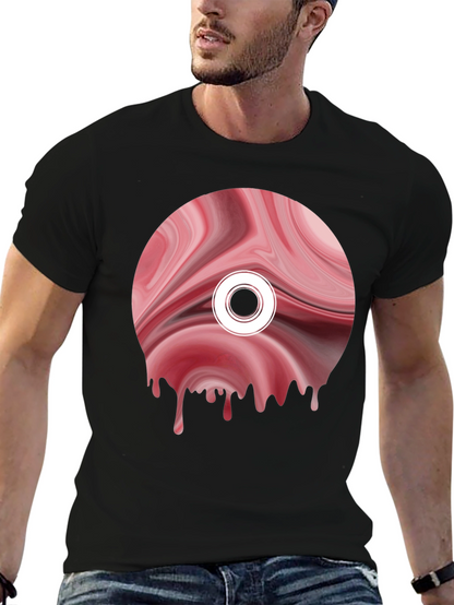Abstract Melting Disc Graphic Tee - Black
