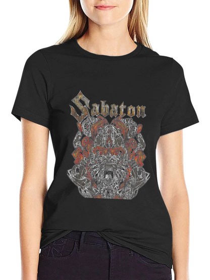 Sabaton Band Graphic Print Black T-Shirt