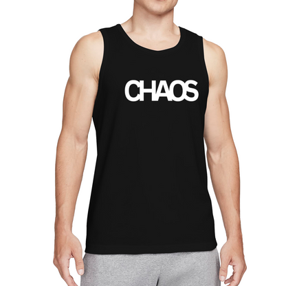 Bold Large White CHAOS Minimal Streetwear Tank Top