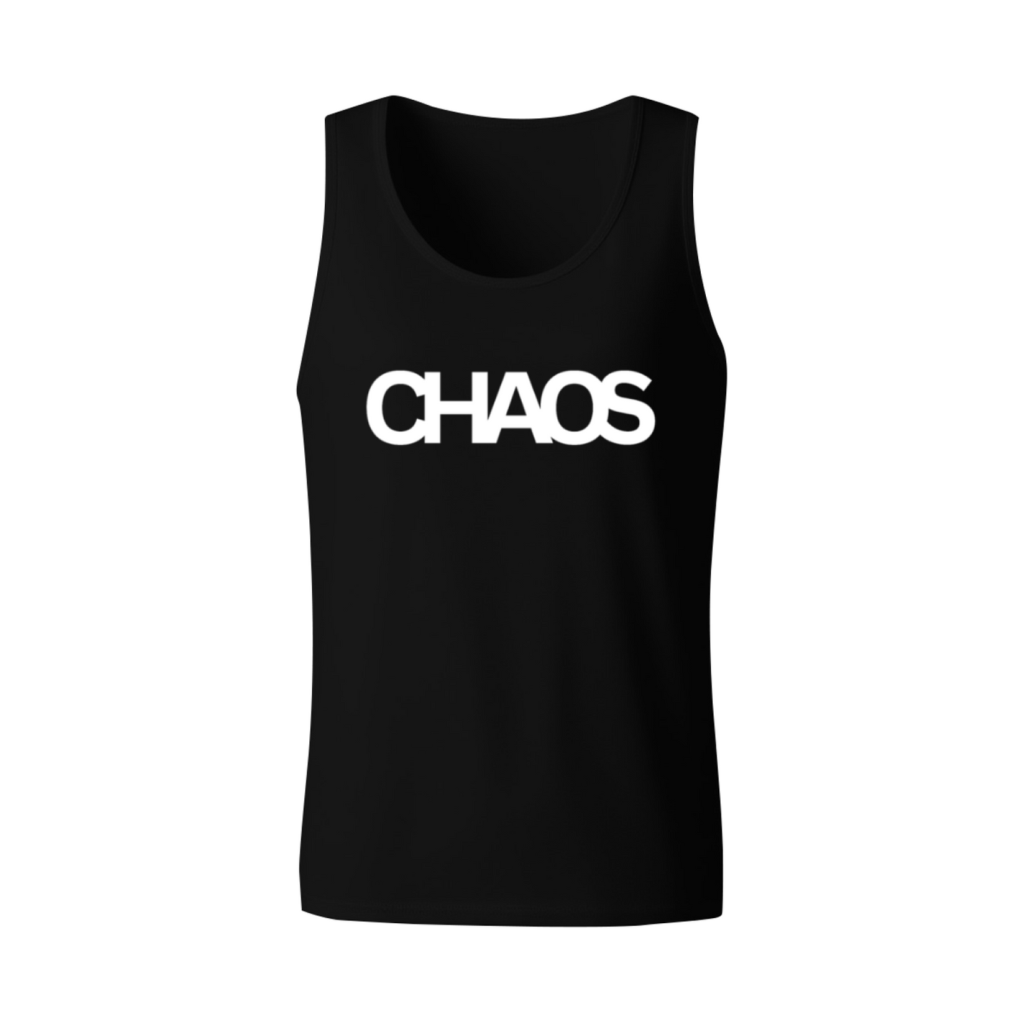 Bold Large White CHAOS Minimal Streetwear Tank Top