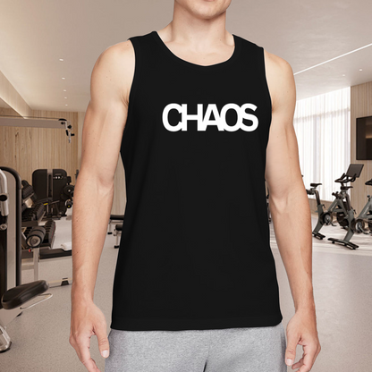 Bold Large White CHAOS Minimal Streetwear Tank Top