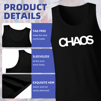 Bold Large White CHAOS Minimal Streetwear Tank Top