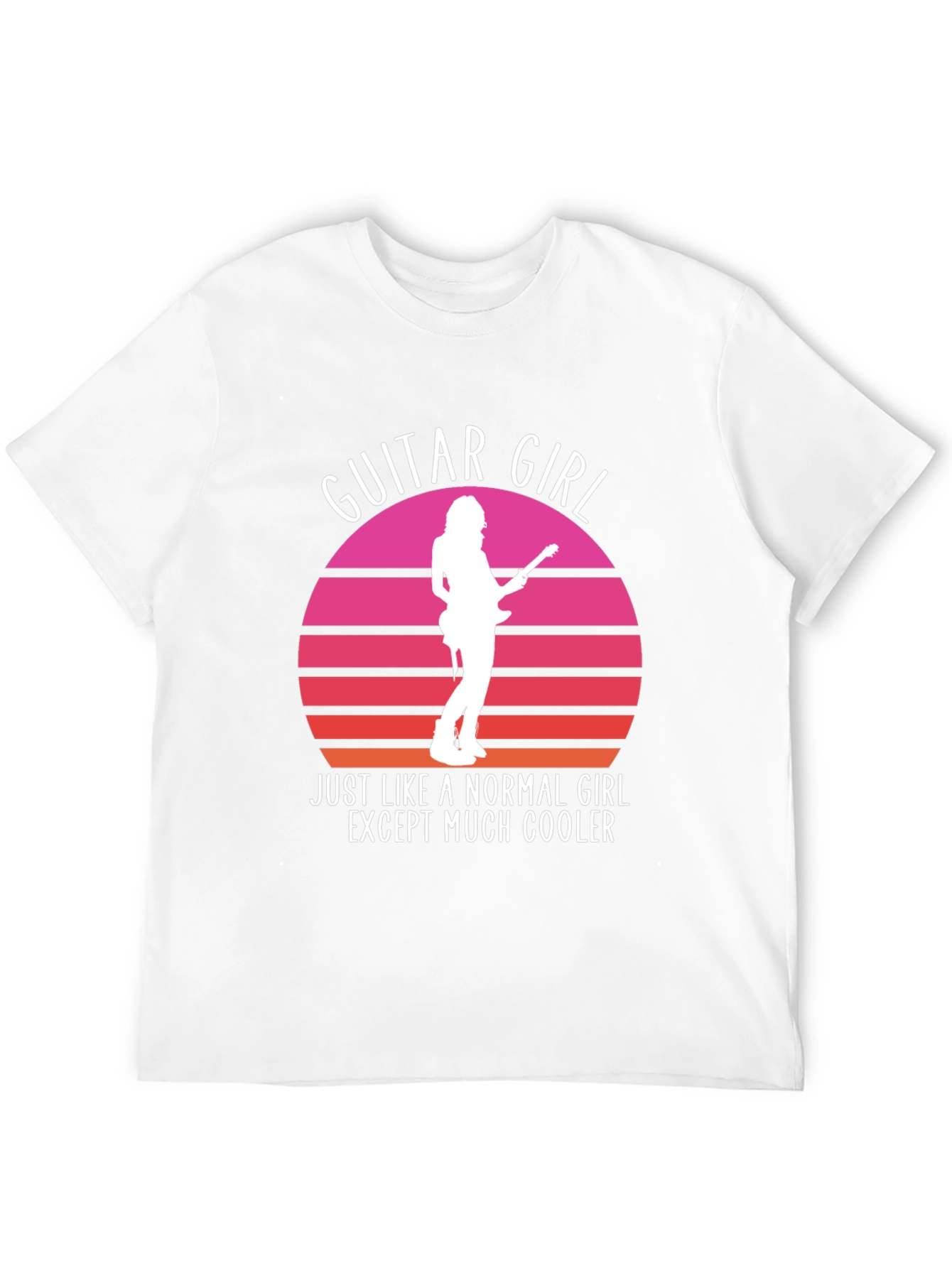 Guitar Girl Cool Retro Sunset T-Shirt