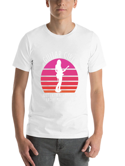 Guitar Girl Cool Retro Sunset T-Shirt