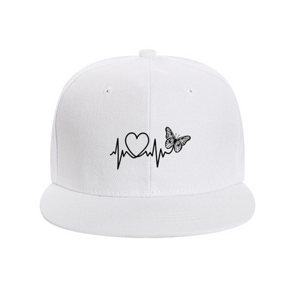 Heartbeat & Butterfly Sweet White Ladies Snapback Sun Hat