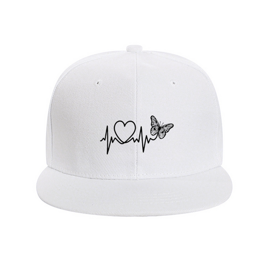 Heartbeat & Butterfly Sweet White Ladies Snapback Sun Hat