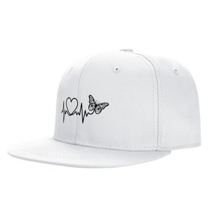 Heartbeat & Butterfly Sweet White Ladies Snapback Sun Hat