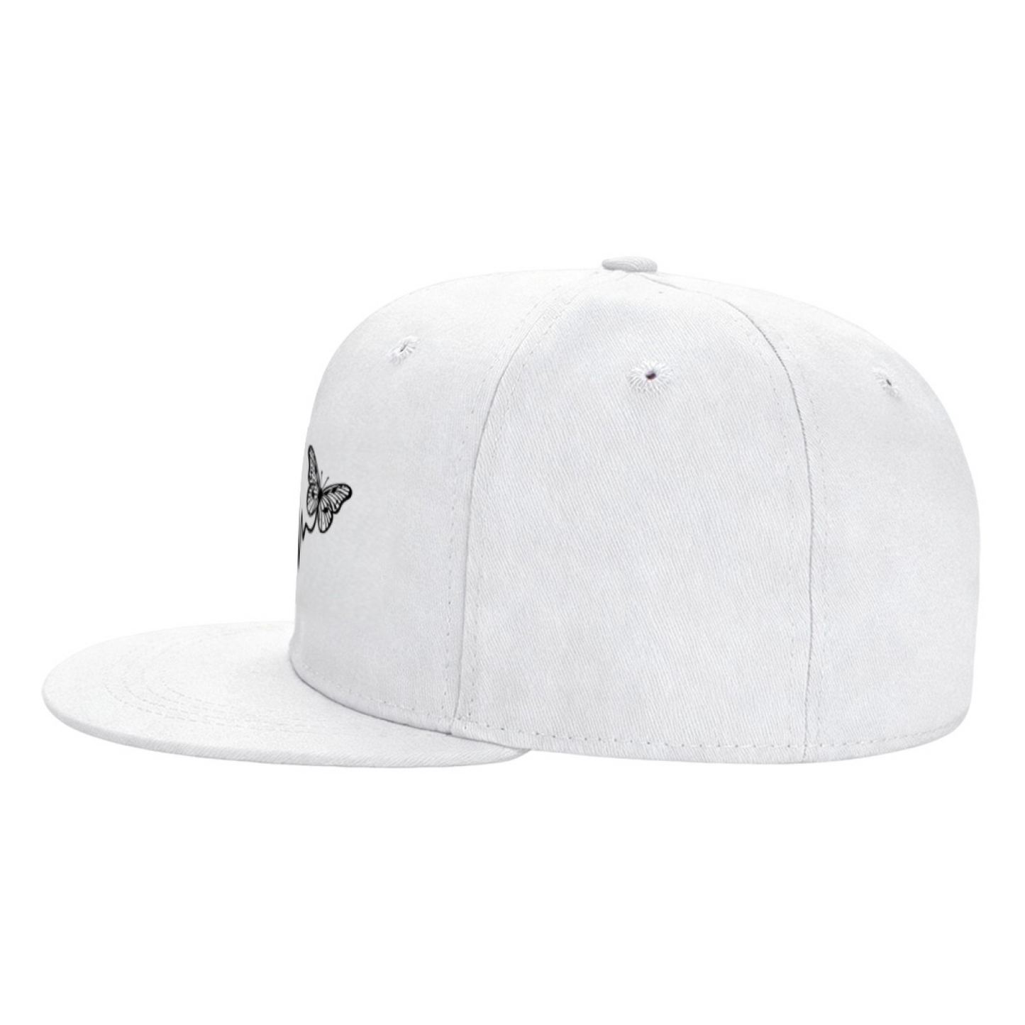 Heartbeat & Butterfly Sweet White Ladies Snapback Sun Hat