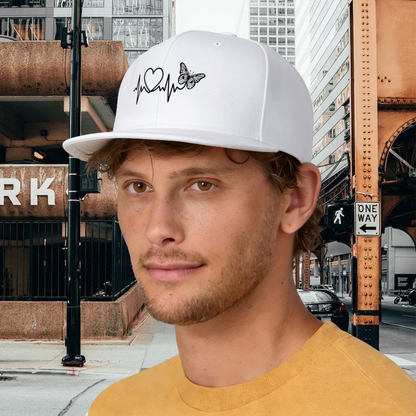 Heartbeat & Butterfly Sweet White Ladies Snapback Sun Hat