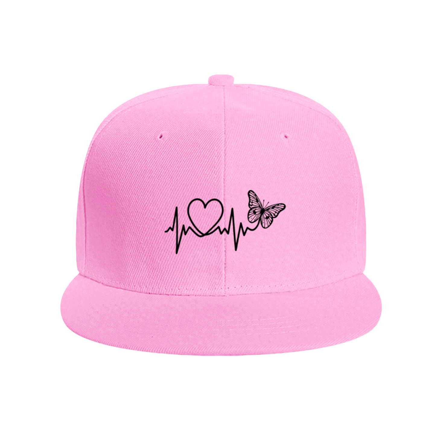 Heartbeat & Butterfly Sweet White Ladies Snapback Sun Hat