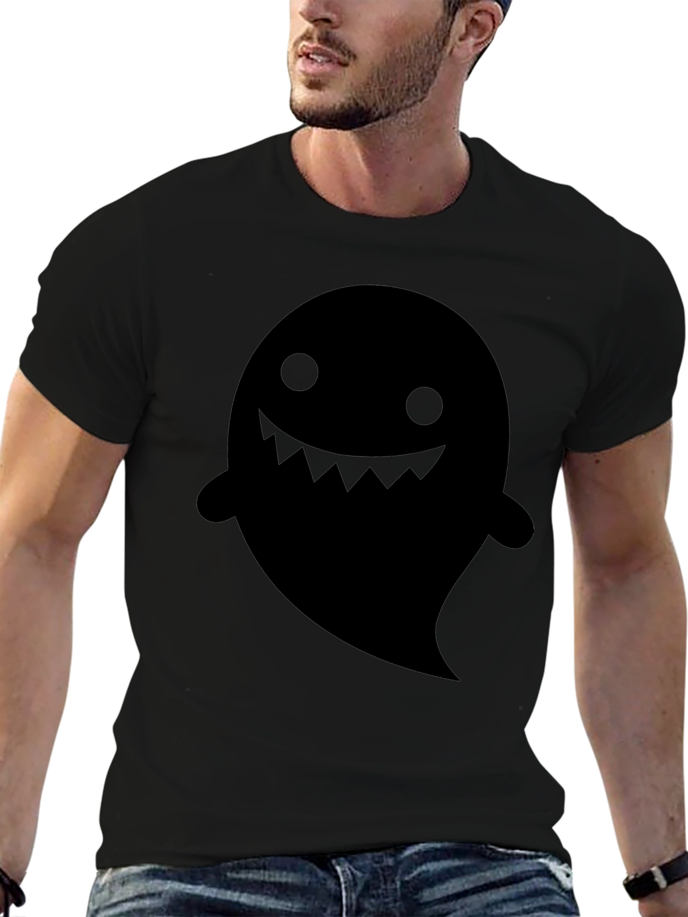 Spooky Ghost Graphic Tee - Black
