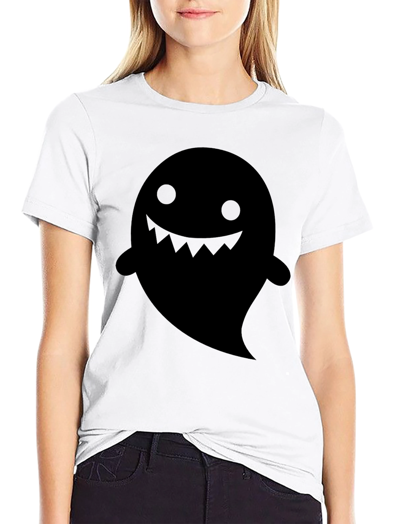 Spooky Ghost Graphic Tee - Black