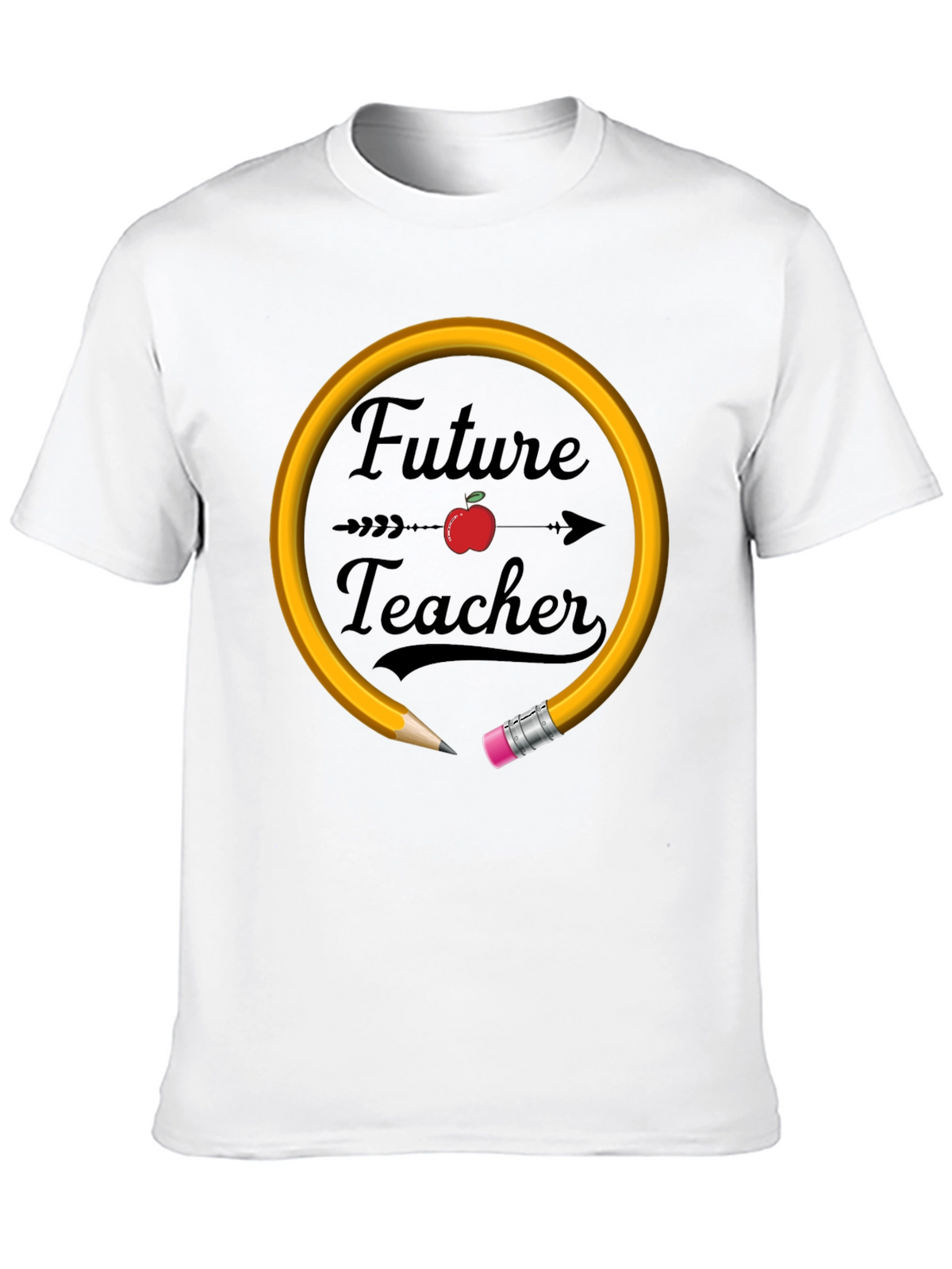 Future Teacher T-Shirt Apple Pencil Design Unisex Black Tee