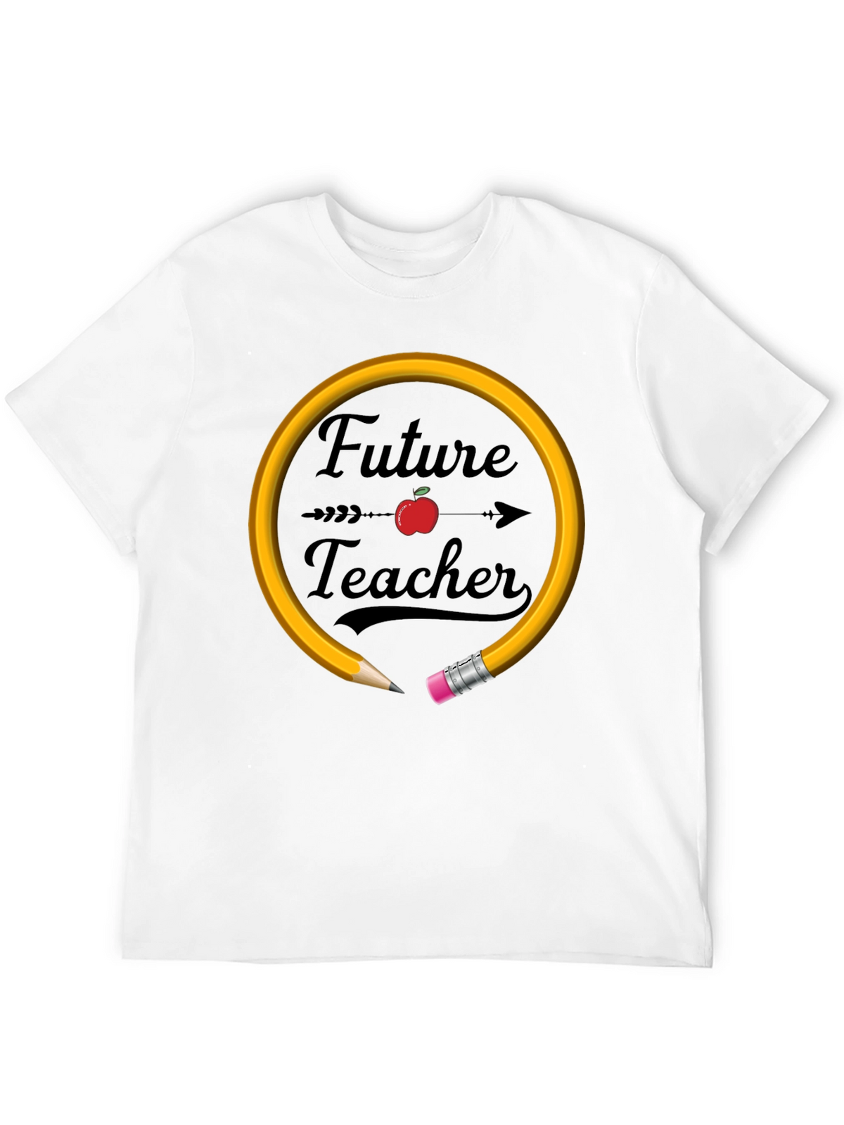 Future Teacher T-Shirt Apple Pencil Design Unisex Black Tee