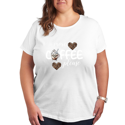 More Coffee Please Coffee Bean Heart Coffee Lover Plus Size Women Printed T-Shirt