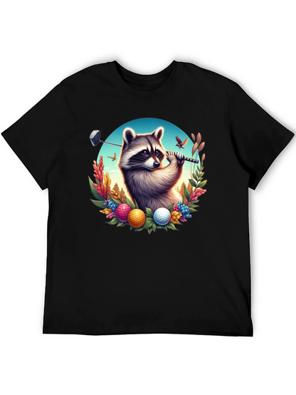 Raccoon Golfer Graphic T-Shirt