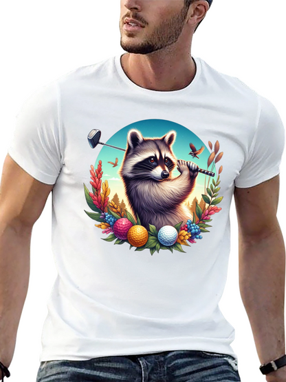 Raccoon Golfer Graphic T-Shirt