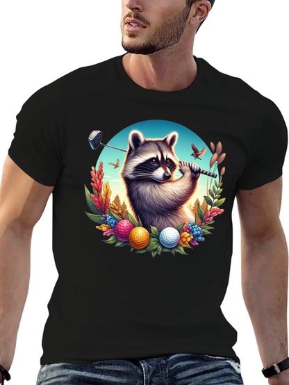 Raccoon Golfer Graphic T-Shirt