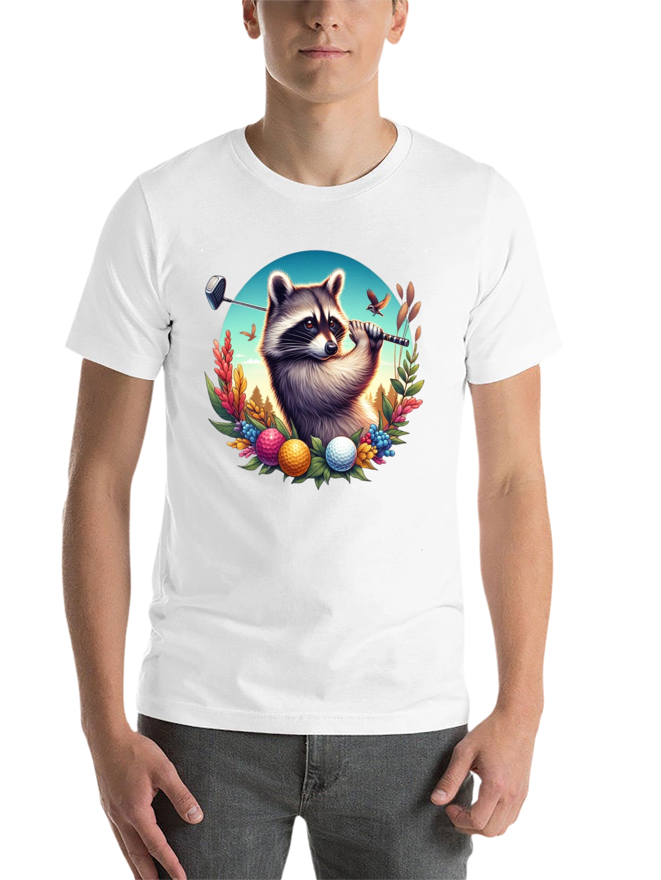 Raccoon Golfer Graphic T-Shirt