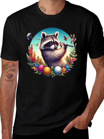 Raccoon Golfer Graphic T-Shirt