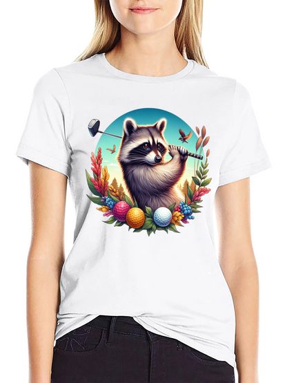 Raccoon Golfer Graphic T-Shirt