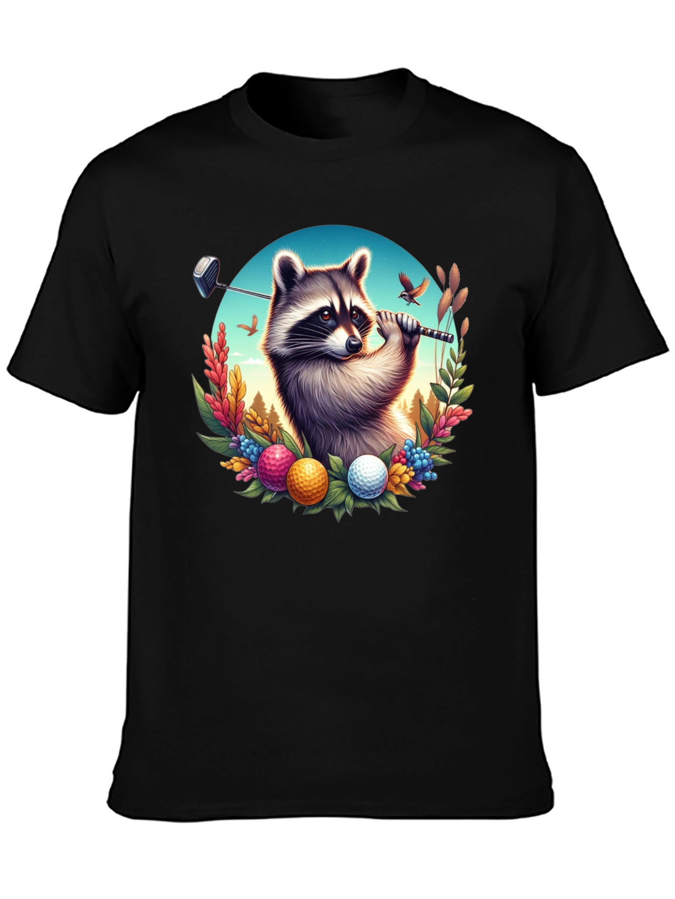 Raccoon Golfer Graphic T-Shirt