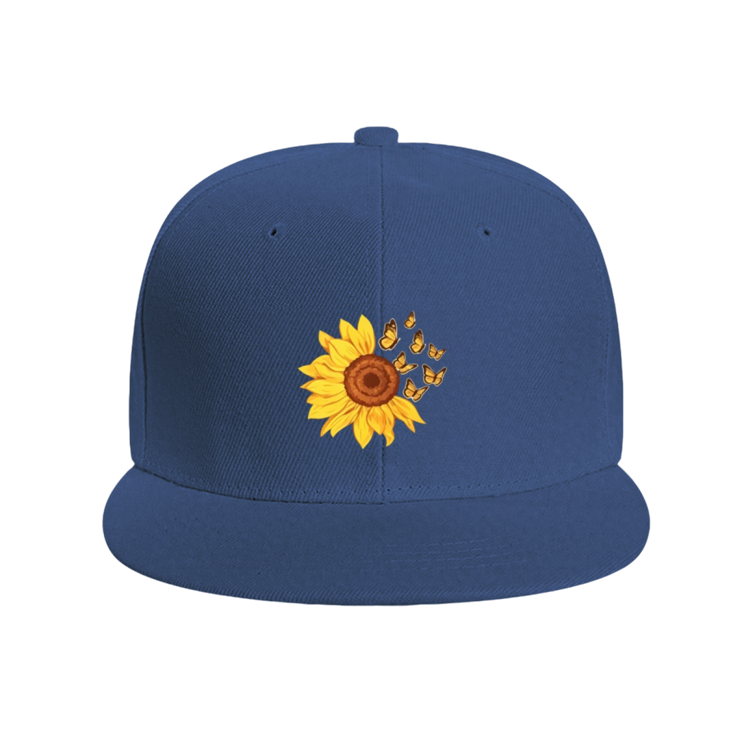 Cute Sunflower & Butterfly White Casual Snapback Sun Hat