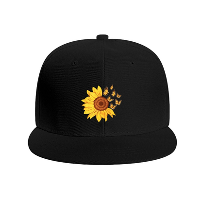 Cute Sunflower & Butterfly White Casual Snapback Sun Hat