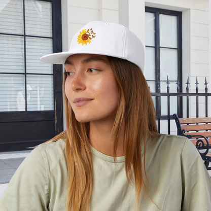 Cute Sunflower & Butterfly White Casual Snapback Sun Hat