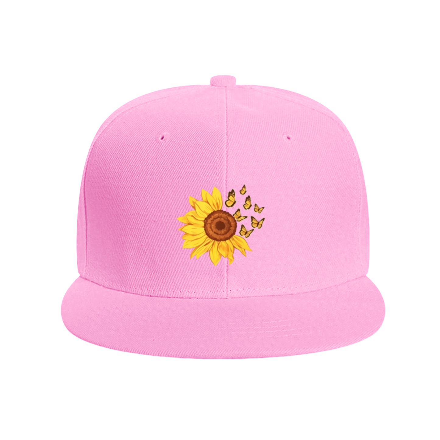 Cute Sunflower & Butterfly White Casual Snapback Sun Hat
