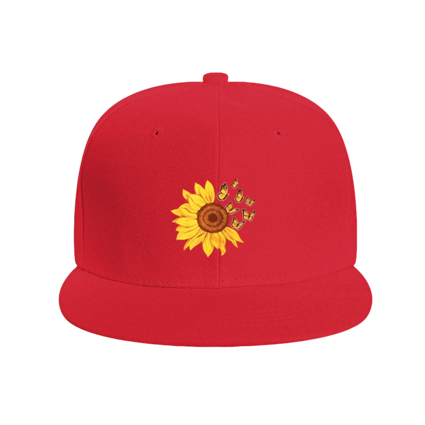 Cute Sunflower & Butterfly White Casual Snapback Sun Hat