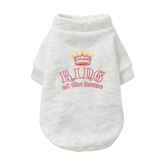 Red Crown King of The House White Pet Pullover Sweater