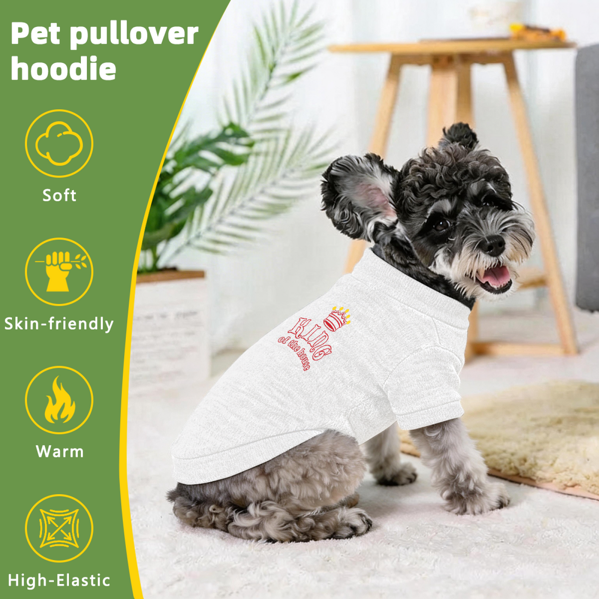Red Crown King of The House White Pet Pullover Sweater