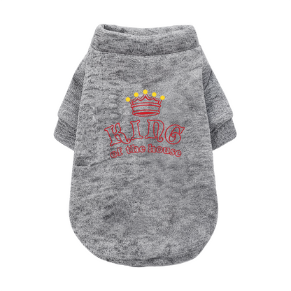 Red Crown King of The House White Pet Pullover Sweater